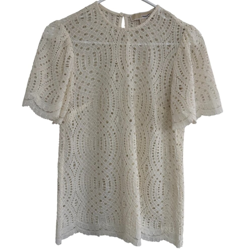 Michael by Michael Kors Lace Cottagecore Cream Top